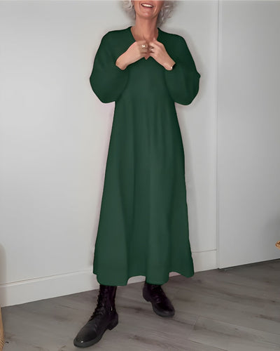 Nina | Langes, tailliertes Kleid mit V-Ausschnitt