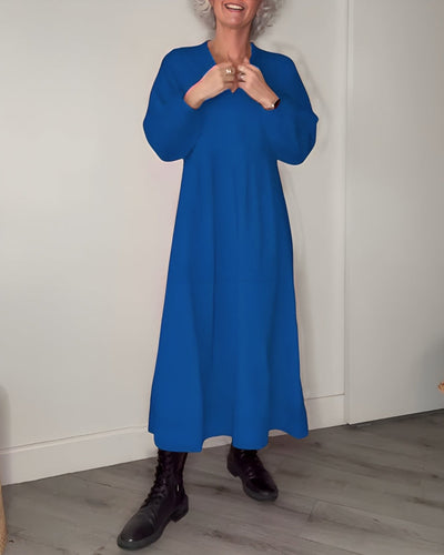 Nina | Langes, tailliertes Kleid mit V-Ausschnitt